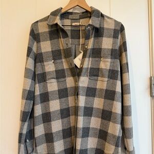 Faherty Gray and Cream Plaid Shirt
